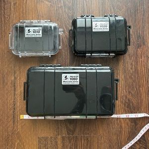 Lot of three Pelican micro case series waterproof case  1010, 1020, 1060